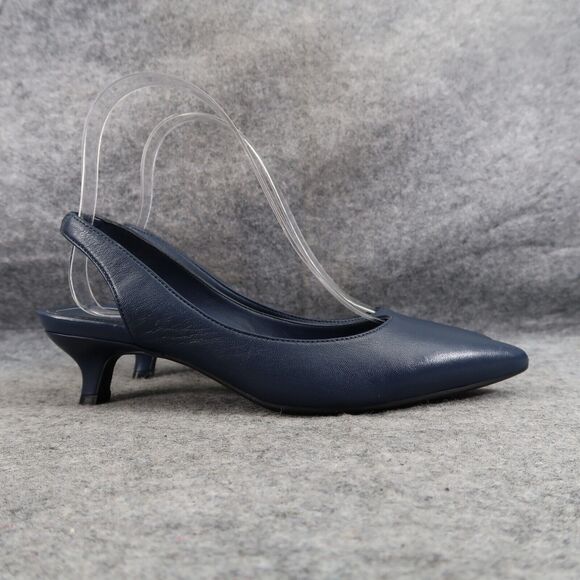 Vionic Shoes Women 5 Pump Kitten Heel Slingback Fashion Career Navy Leather Ziva - Picture 2 of 16